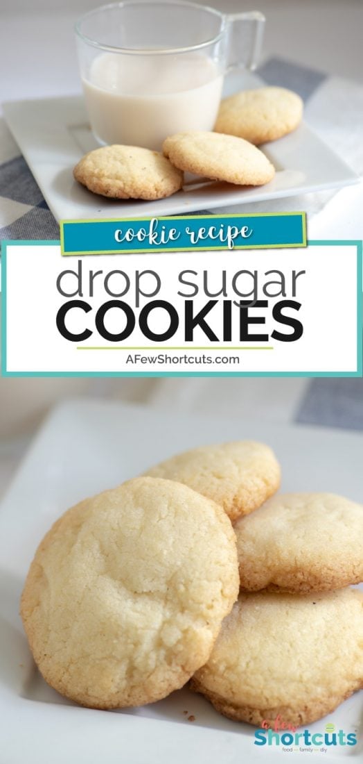 This recipe is a keeper! A Simple Drop Sugar Cookie Recipe that can be easily converted to gluten free. These are a family fav! | AFewShortcuts.com #glutenfree #dessert #cookie #dairyfree #recipe #recipes