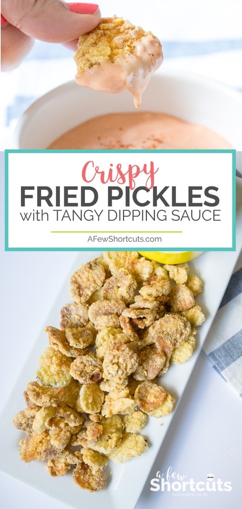 Need a yummy appetizer for game day or any day? Check out this easy Fried Pickles & Tangy Dipping Sauce Recipe. Plus you can even make it gluten-free! #glutenfree #gameday #recipes