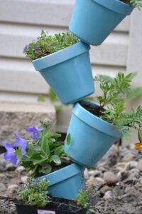Leaning Flower Pot Bird Feeder