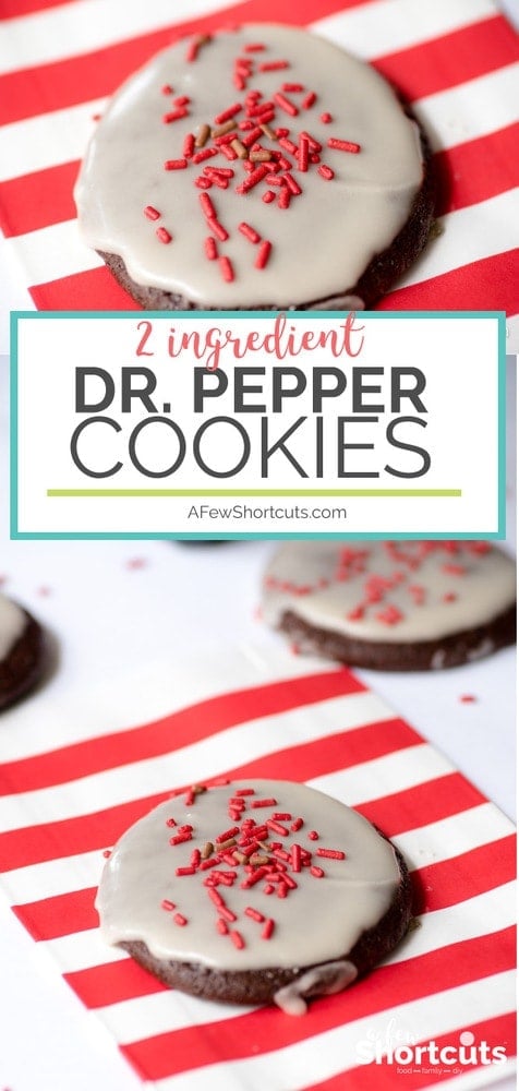 2 ingredients is all you need to make these fun and delicious Dr. Pepper Cookies! Every Dr. Pepper Lovers dream! Add a simple glaze and sprinkles for a tasty treat! #drpepper #cookies #recipe #glutenfree #sprinkles