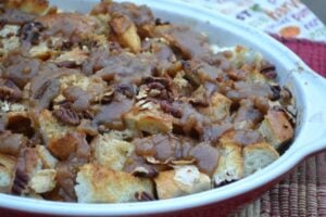 Apple Pecan Bread Pudding with Caramel Drizzle