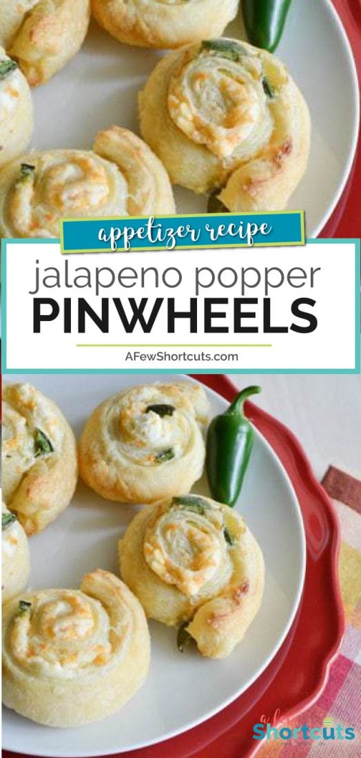Talk about a great appetizer recipe for football and holiday season! Time to whip up some of these simple Jalapeno Popper Pinwheels! | AFewShortcuts.com
#appetizer #recipe #gameday #recipes #football #snacks