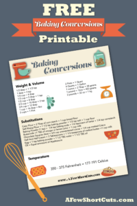 FREE Baking Conversions Printable