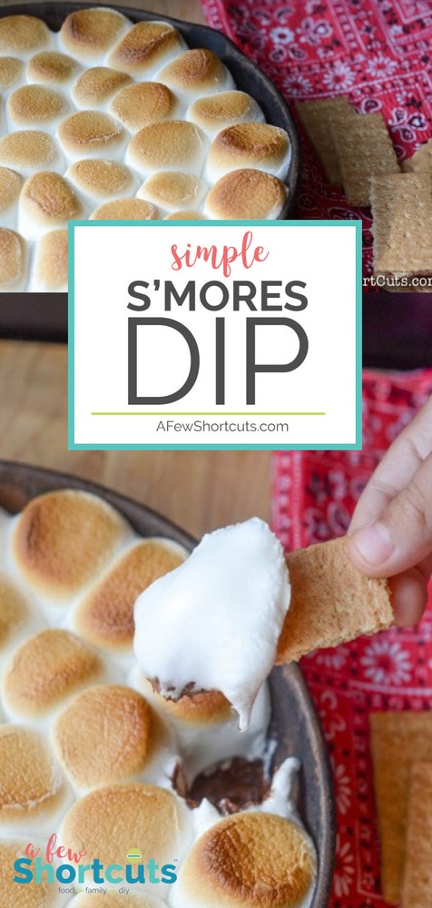 Chocolate. Marshmallow, and graham crackers! Too easy to be legal! Try this incredible S'Mores Dip #Recipe today with your family. #summer #smores