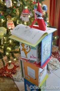 Reading by the Light of the Tree – Elf on the Shelf Idea