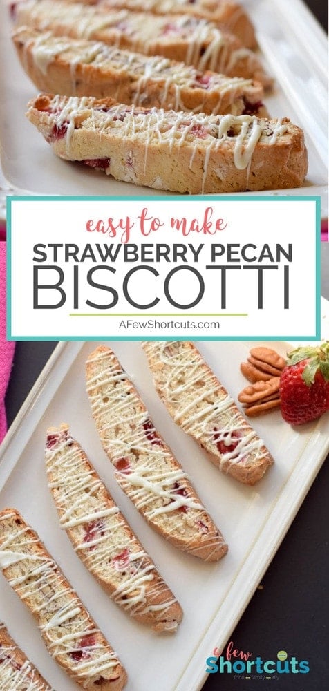 Homemade biscotti are amazing! Especially this simple Strawberry Pecan Biscotti Recipe. It is one of a kind and full of flavor. Great for a cup of coffee and to give as gifts. #recipes #strawberry #breakfast #biscotti #coffee