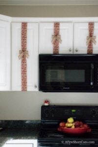 Christmas Cabinet Ribbon Decorations