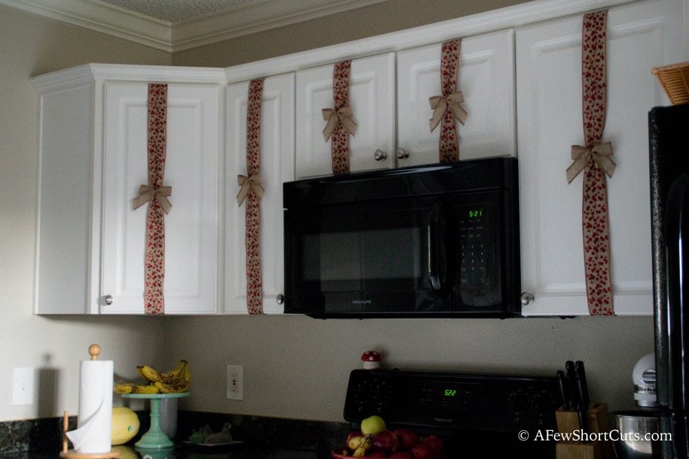  Christmas  Cabinet  Ribbon Decorations  A Few Shortcuts