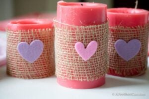 Valentine Burlap Candle Holders – Easy DIY