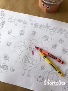 Printable Thanksgiving Coloring Page Placemat for Kids