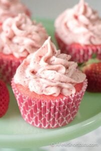 There are few things better than this Simple Strawberry Buttercream Frosting Recipe! Perfect for any cake or cupcake and can be made vegan too!
