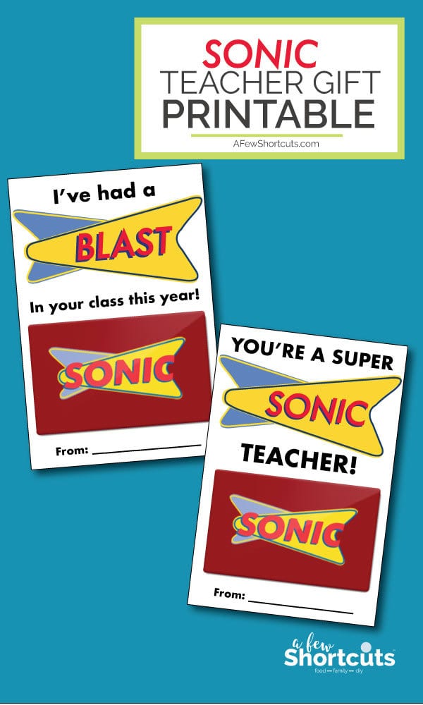 Sonic Gift Card Teacher Appreciation