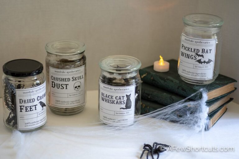 DIY Halloween Apothecary Jars & Printable A Few Shortcuts