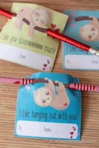 Sloth Valentines Day Card Printable