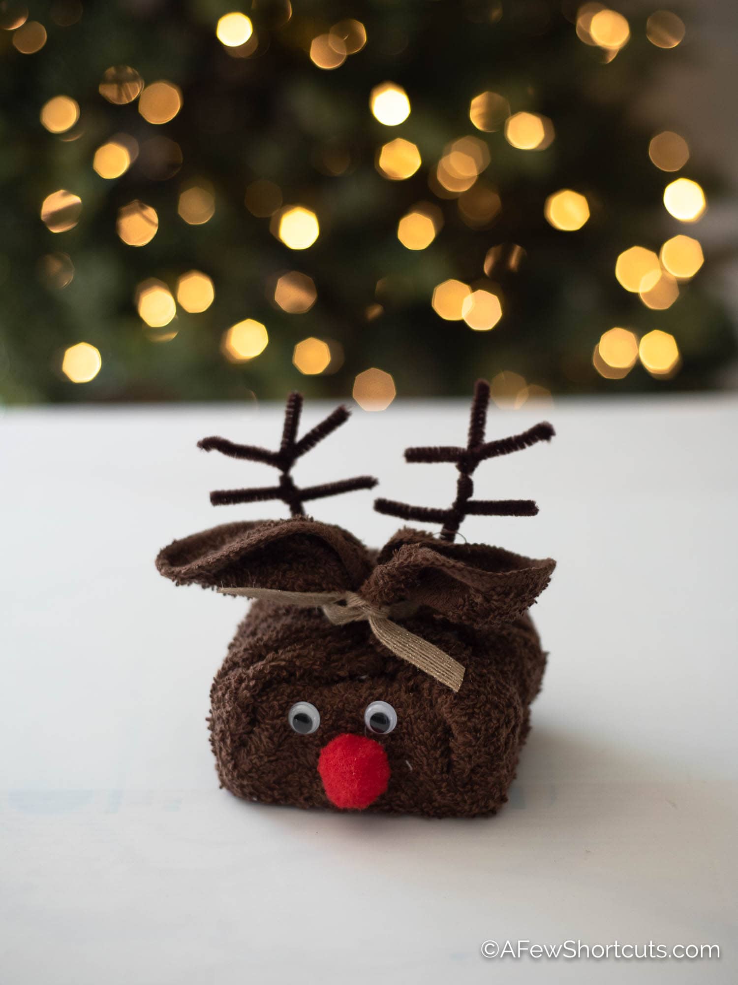 DIY Washcloth Reindeer - Easy Christmas Craft - A Few Shortcuts