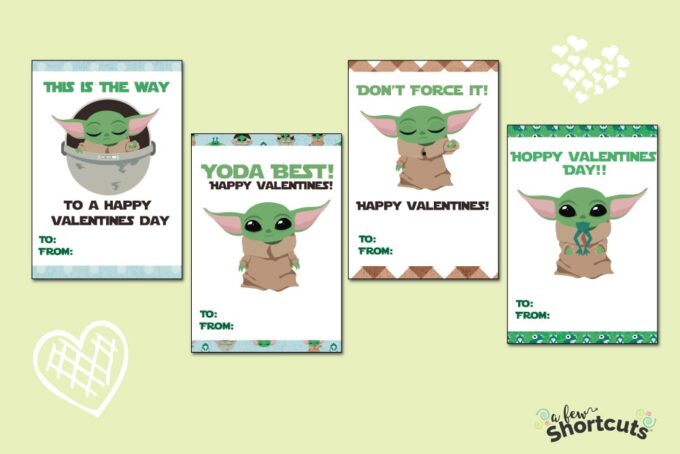 Free Printable Baby Yoda Valentines Cards Aka The Child A Few Shortcuts