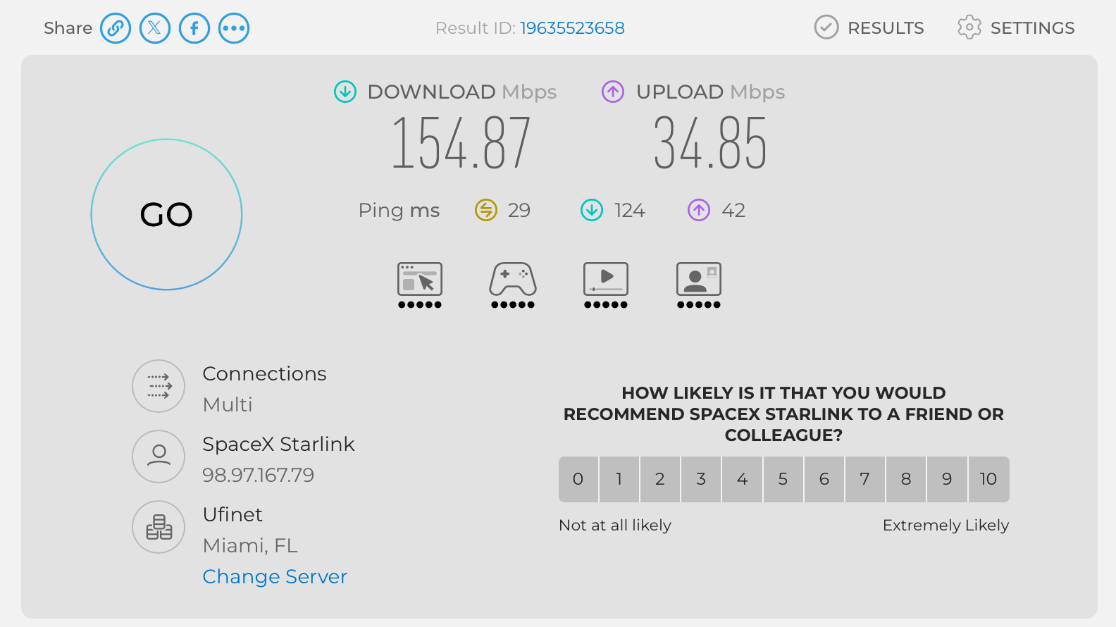 starlink speedtest