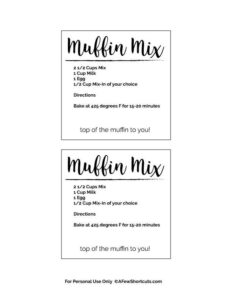 Muffin Mix Printable Label - A Few Shortcuts
